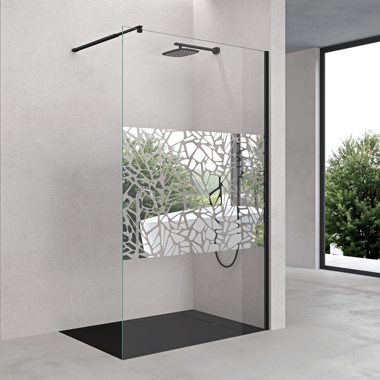 glasvilla Box Doccia Walk-In in Vetro 10mm Parete Doccia in Vetro di Sicurezza ESG con Rivestimento Nano e Braccio di Sostegno BRAM1&BRAM3 Bremen2