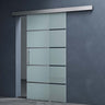 Porta scorrevole in vetro Glasvilla, set completo Amalfi, altezza 2050 mm, tipo di maniglia: maniglia a barra, inclusa chiusura ammortizzata automatica, vetro di sicurezza ESG da 8 mm.