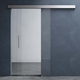 Porta scorrevole in vetro Glasvilla, set completo Amalfi, altezza 2050 mm, tipo di maniglia: maniglia a barra, inclusa chiusura ammortizzata automatica, vetro di sicurezza ESG da 8 mm.