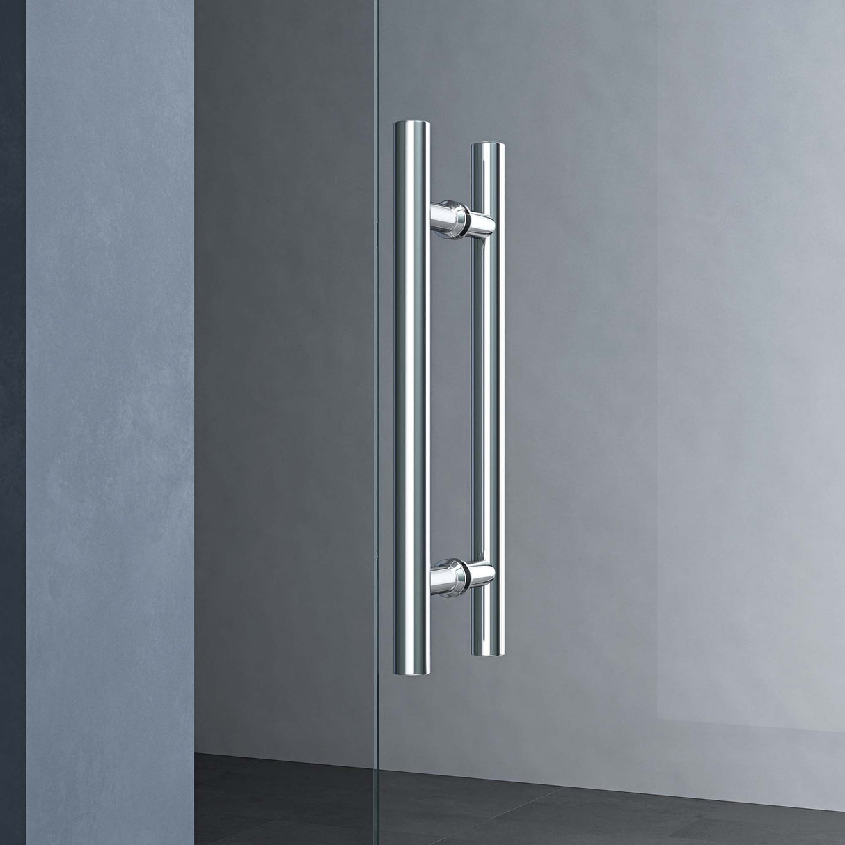 Porta scorrevole in vetro Glasvilla, set completo Amalfi, altezza 2050 mm, tipo di maniglia: maniglia a barra, inclusa chiusura ammortizzata automatica, vetro di sicurezza ESG da 8 mm.