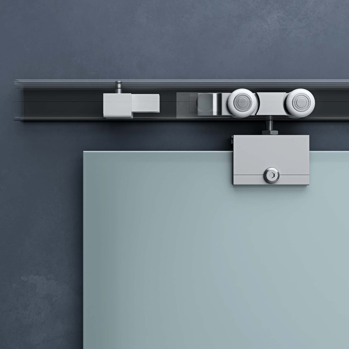 Porta scorrevole in vetro Glasvilla, set completo Amalfi, altezza 2050 mm, tipo di maniglia: maniglia a barra, inclusa chiusura ammortizzata automatica, vetro di sicurezza ESG da 8 mm.