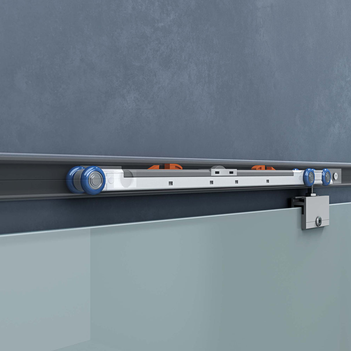 Porta scorrevole in vetro Glasvilla, set completo Amalfi, altezza 2050 mm, tipo di maniglia: maniglia a barra, inclusa chiusura ammortizzata automatica, vetro di sicurezza ESG da 8 mm.