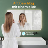 Glasvilla Design Espejo LED de Baño con Touch y Antivaho – Luz Regulable con Memoria Premium