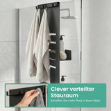 glasvilla Duschablage zum Hängen, Duschregal Ohne Bohren für Glasduschtüren, Hängeregal mit 2 Etagen und 3 Haken, Badezimmer Organizer  Oryne-01