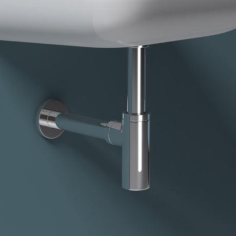 raccordo di scarico Glasvilla per lavabo e mobile sottolavabo, sifone antiodore, materiale: ottone, filettatura di collegamento