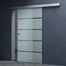 Porta scorrevole in vetro Glasvilla, set completo Amalfi, altezza 2050 mm, tipo di maniglia: maniglia a conchiglia, inclusa chiusura ammortizzata automatica, vetro di sicurezza ESG da 8 mm.