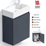 glasvilla Mobile Bagno Sospeso con Lavabo Bianco Mobiletto da Bagno 46x26x63cm Pisa02