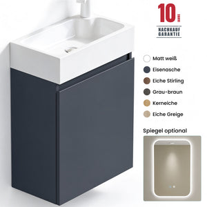 glasvilla Mobile Bagno Sospeso con Lavabo Bianco Mobiletto da Bagno 46x26x63cm Pisa02
