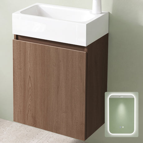 glasvilla Mobile Bagno Sospeso con Lavabo Bianco Mobiletto da Bagno 46x26x63cm Pisa02