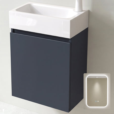 glasvilla Mobile Bagno Sospeso con Lavabo Bianco Mobiletto da Bagno 46x26x63cm Pisa02