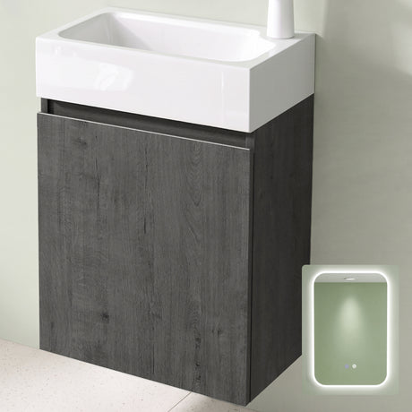 glasvilla Mobile Bagno Sospeso con Lavabo Bianco Mobiletto da Bagno 46x26x63cm Pisa02
