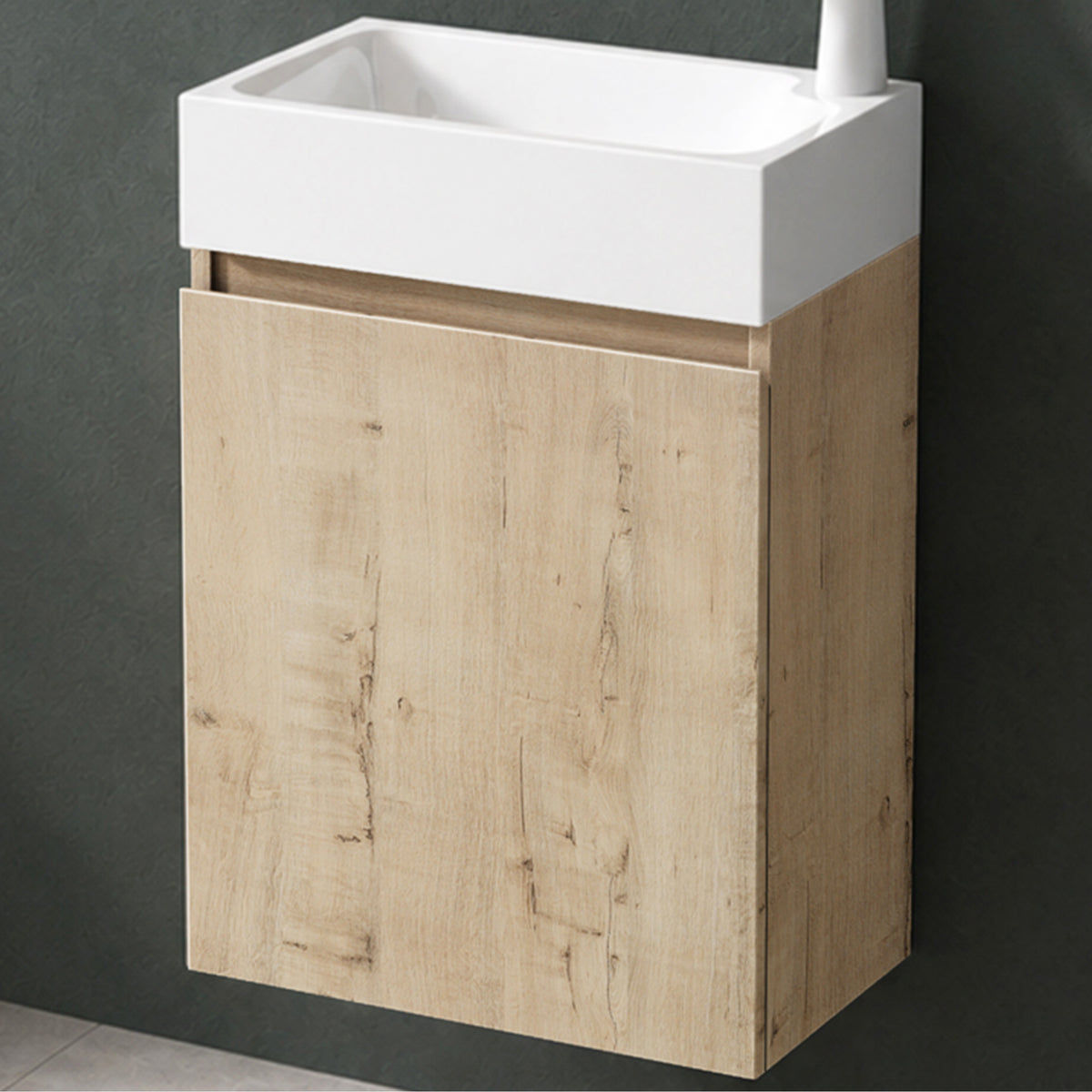 glasvilla Mobile Bagno Sospeso con Lavabo Bianco Mobiletto da Bagno 46x26x63cm Pisa02