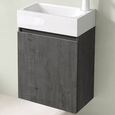 glasvilla Mobile Bagno Sospeso con Lavabo Bianco Mobiletto da Bagno 46x26x63cm Pisa02