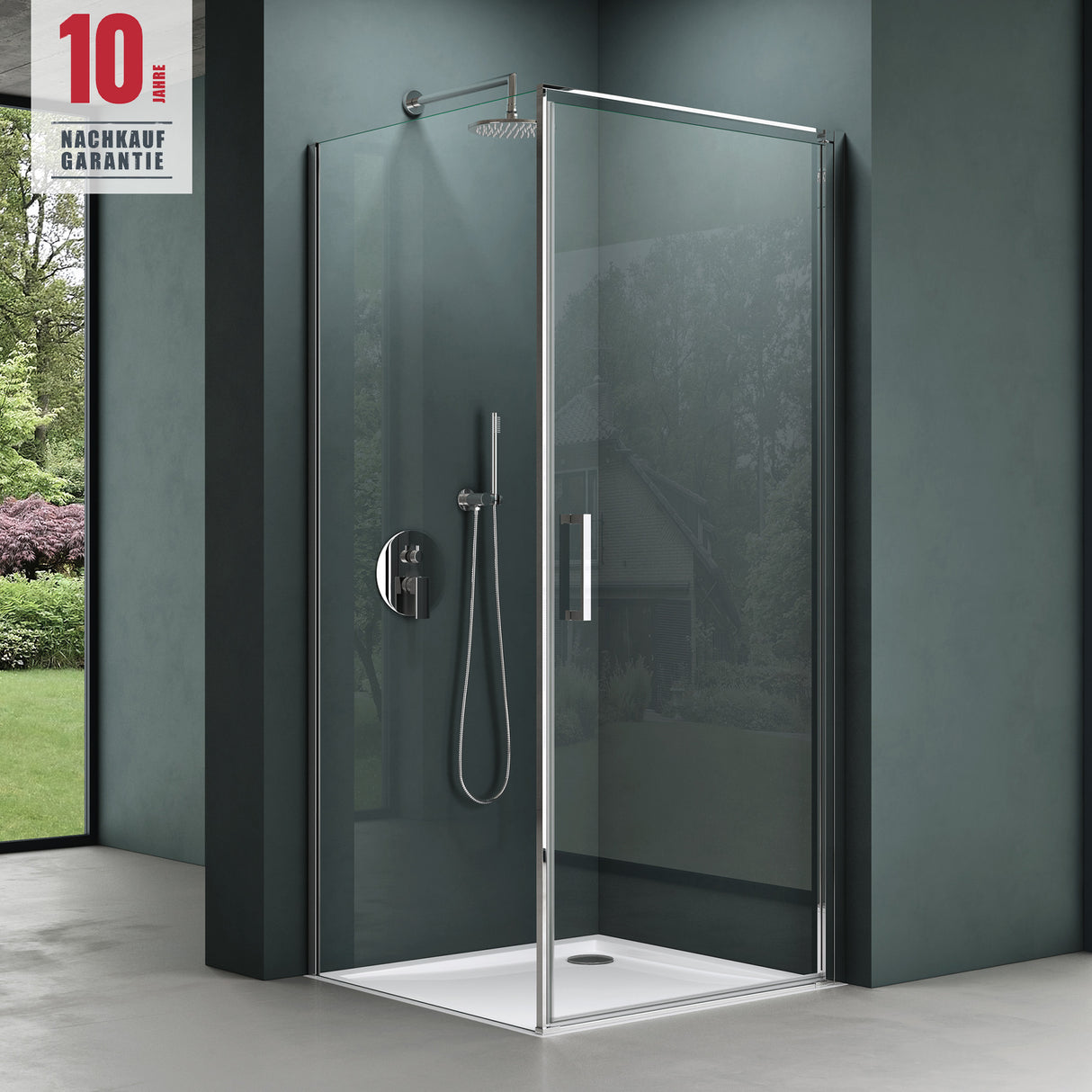 glasvilla Box Doccia in Vetro Trasparente 8 mm Box Doccia con Meccanismo Alza/Abbassa e Porta Girevole Box Cabina Doccia Angolare Ravenna36-Plus