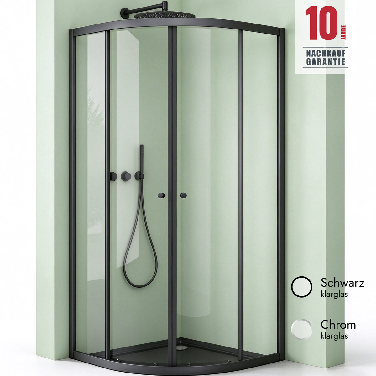 glasvilla Cabine de Douche en Quart de Cercle avec 2 Portes Coulissantes en Verre de Sécurité ESG Nano-Revêtement Ravenna32K