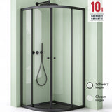 glasvilla Cabine de Douche en Quart de Cercle avec 2 Portes Coulissantes en Verre de Sécurité ESG Nano-Revêtement Ravenna32K