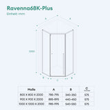 Mai & Mai Box Doccia Pentagonale con Porta Girevole , Cabina Bagno in Vetro Trasparente 8mm, Profilo Grigio in 304, Box Cabina Doccia Angolare Ravenna68K-Plus