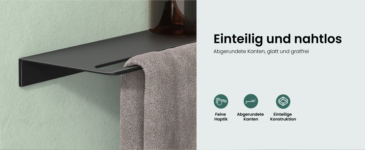 Estante de Ducha Glasvilla Reglo-06 Aluminio Premium 2-en-1 con Toallero (Atornillable o Adhesivo)