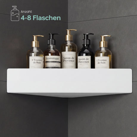 glasvilla Duschablage zum Bohren oder Kleben, Duschregal Badablage Ecke, Badezimmerablage zur Wandmontage für Bad und Küche, Reglo-07