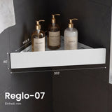 glasvilla Duschablage zum Bohren oder Kleben, Duschregal Badablage Ecke, Badezimmerablage zur Wandmontage für Bad und Küche, Reglo-07