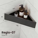 glasvilla Duschablage zum Bohren oder Kleben, Duschregal Badablage Ecke, Badezimmerablage zur Wandmontage für Bad und Küche, Reglo-07