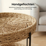 glasvilla Beistelltisch rund , Couchtisch klein mit abnehmbarem Tablett aus Papierkordel, Sofatisch für Wohnzimmer, Schlafzimmer und Balkon,  Reglo-08