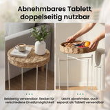 glasvilla Beistelltisch rund , Couchtisch klein mit abnehmbarem Tablett aus Papierkordel, Sofatisch für Wohnzimmer, Schlafzimmer und Balkon,  Reglo-08