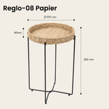 glasvilla Beistelltisch rund , Couchtisch klein mit abnehmbarem Tablett aus Papierkordel, Sofatisch für Wohnzimmer, Schlafzimmer und Balkon,  Reglo-08