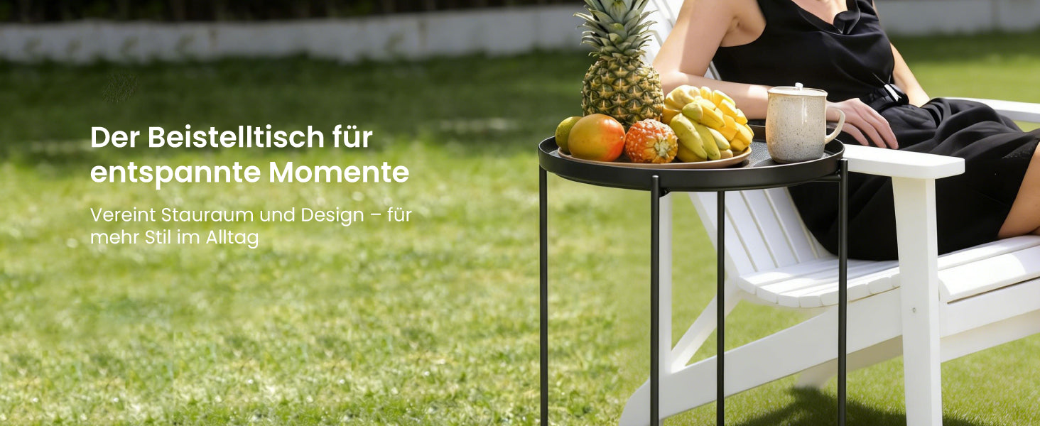 Table basse glasvilla, petite table basse avec plateau amovible en plastique PP, table d'appoint pour salon, chambre et balcon, Reglo-08