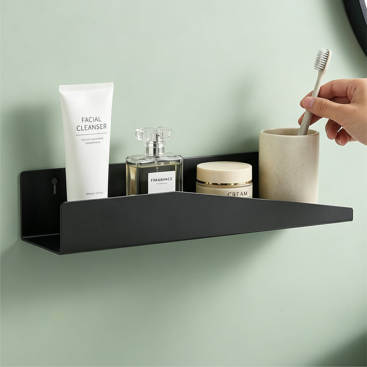 glasvilla Mensola da Parete Multifunzionale, Mensola Doccia in Acciaio al Carbonio Antiruggine, Installazione con Foratura o Adesivo, Adatta per Bagno e Cucina, Reglo-15