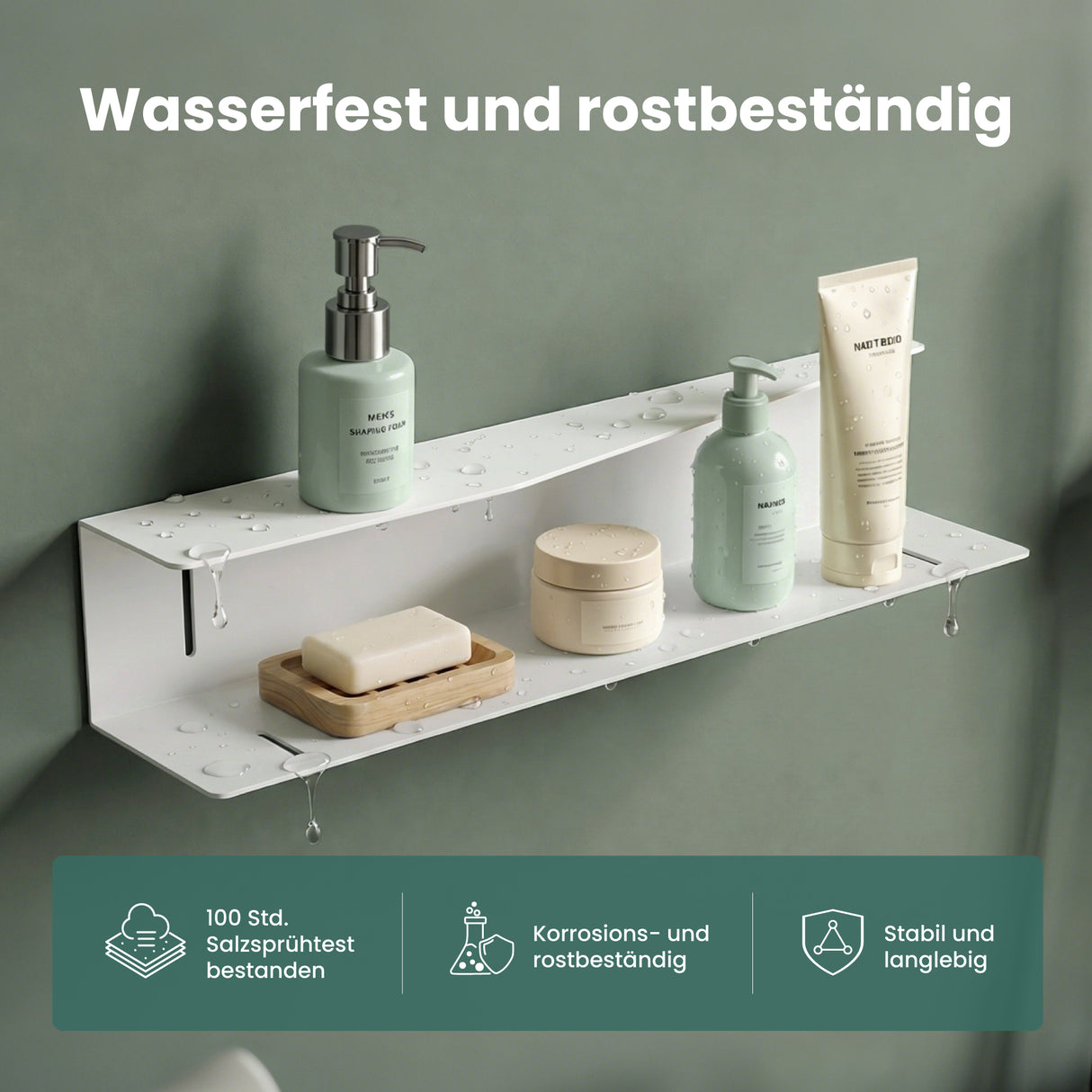glasvilla Mensola da Parete Multifunzionale, Mensola Doccia in Acciaio al Carbonio Antiruggine, Installazione con Foratura o Adesivo, Adatta per Bagno e Cucina, Reglo-15