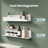 glasvilla Mensola da Parete Multifunzionale, Mensola Doccia in Acciaio al Carbonio Antiruggine, Installazione con Foratura o Adesivo, Adatta per Bagno e Cucina, Reglo-15