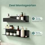 glasvilla Mensola da Parete Multifunzionale, Mensola Doccia in Acciaio al Carbonio Antiruggine, Installazione con Foratura o Adesivo, Adatta per Bagno e Cucina, Reglo-15