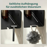 glasvilla Duschablage ohne Bohren mit 2 Schiebehaken,  Reglo-18 40cm | Duschregal ohne Bohren oder mit Bohren, Ablaufdesign Badezimmer Organizer, Metall, Shampoo Halterung für Dusche, Bad & Küche
