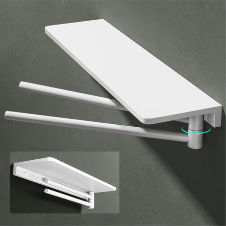 glasvilla Duschablage zum Bohren, Duschregal mit 2 Handtuchstangen aus Aluminiumlegierung, Badezimmerablage zur Wandmontage, Badezimmer Organizer  Reglo-19