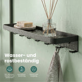 glasvilla Wandgarderobe mit Ablage, Garderobenleiste  50cm, Reglo-20 | Inkl.7 Garderobenhaken; als Wandhaken oder Kleiderhaken, Klebe- oder Bohrmontage, für Bad, Küche, Flur