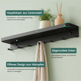 glasvilla Wandgarderobe mit Ablage, Garderobenleiste  50cm, Reglo-20 | Inkl.7 Garderobenhaken; als Wandhaken oder Kleiderhaken, Klebe- oder Bohrmontage, für Bad, Küche, Flur