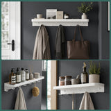 glasvilla Wandgarderobe mit Ablage, Garderobenleiste  50cm, Reglo-20 | Inkl.7 Garderobenhaken; als Wandhaken oder Kleiderhaken, Klebe- oder Bohrmontage, für Bad, Küche, Flur