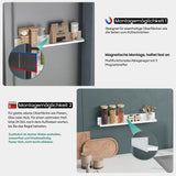 glasvilla Mensola da Parete Multifunzionale Senza Foratura, Mensola Magnetica per Doccia in Acciaio al Carbonio con Strato Antiruggine per Bagno e Cucina, 60cm, Reglo-01