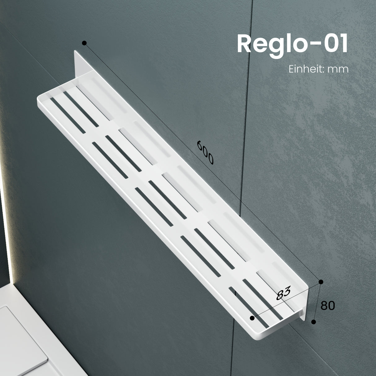 glasvilla Mensola da Parete Multifunzionale Senza Foratura, Mensola Magnetica per Doccia in Acciaio al Carbonio con Strato Antiruggine per Bagno e Cucina, 60cm, Reglo-01
