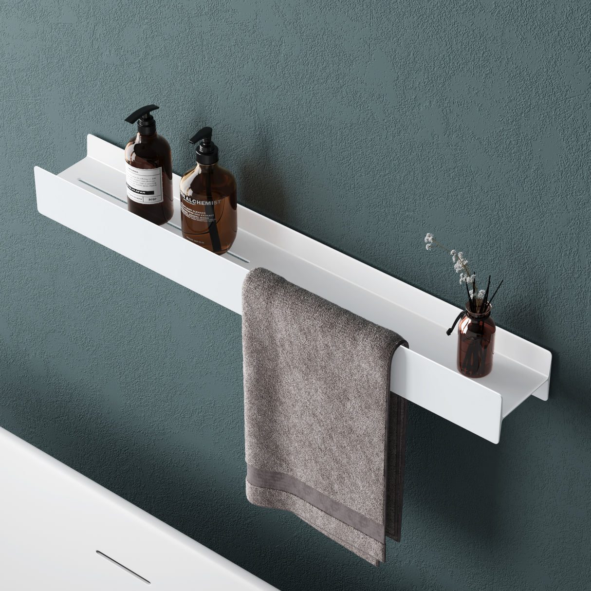 Estante de Ducha Glasvilla Reglo-03 Repisa de Pared 40 cm para Baño (Atornillable o Adhesiva)