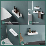 Estante de Ducha Glasvilla Reglo-03 Repisa de Pared 40 cm para Baño (Atornillable o Adhesiva)