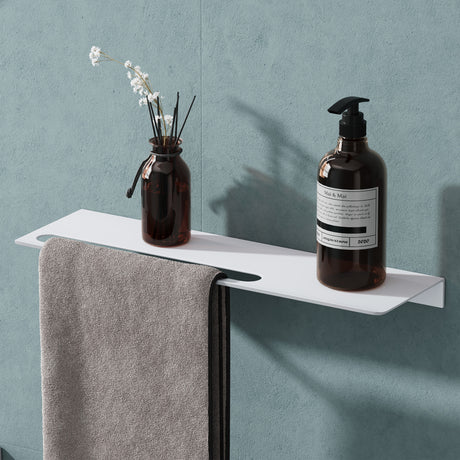 glasvilla Duschablage zum Bohren oder Kleben Duschregal Badablage aus Aluminium Badezimmerablage zur Wandmontage Badezimmer Organizer Reglo-06