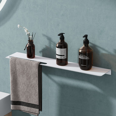 glasvilla Duschablage zum Bohren oder Kleben Duschregal Badablage aus Aluminium Badezimmerablage zur Wandmontage Badezimmer Organizer Reglo-06