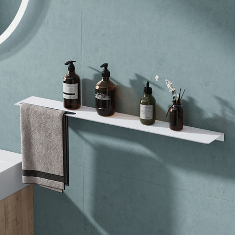 glasvilla Duschablage zum Bohren oder Kleben Duschregal Badablage aus Aluminium Badezimmerablage zur Wandmontage Badezimmer Organizer Reglo-06