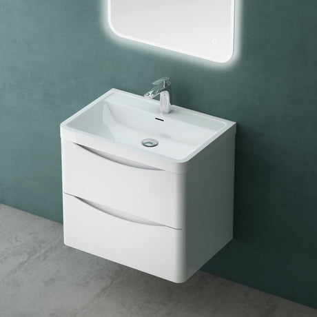 glasvilla Badmöbel set Waschtisch mit Unterschrank Waschbeckenunterschrank mit Softclose Schubladen inkl. Waschbecken 60cm Smile