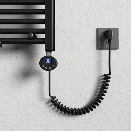 Elemento riscaldante Glasvilla con termostato, elemento riscaldante elettrico con schermo LCD, cartuccia riscaldante in acciaio inox, elemento riscaldante per radiatori da bagno, portasciugamani