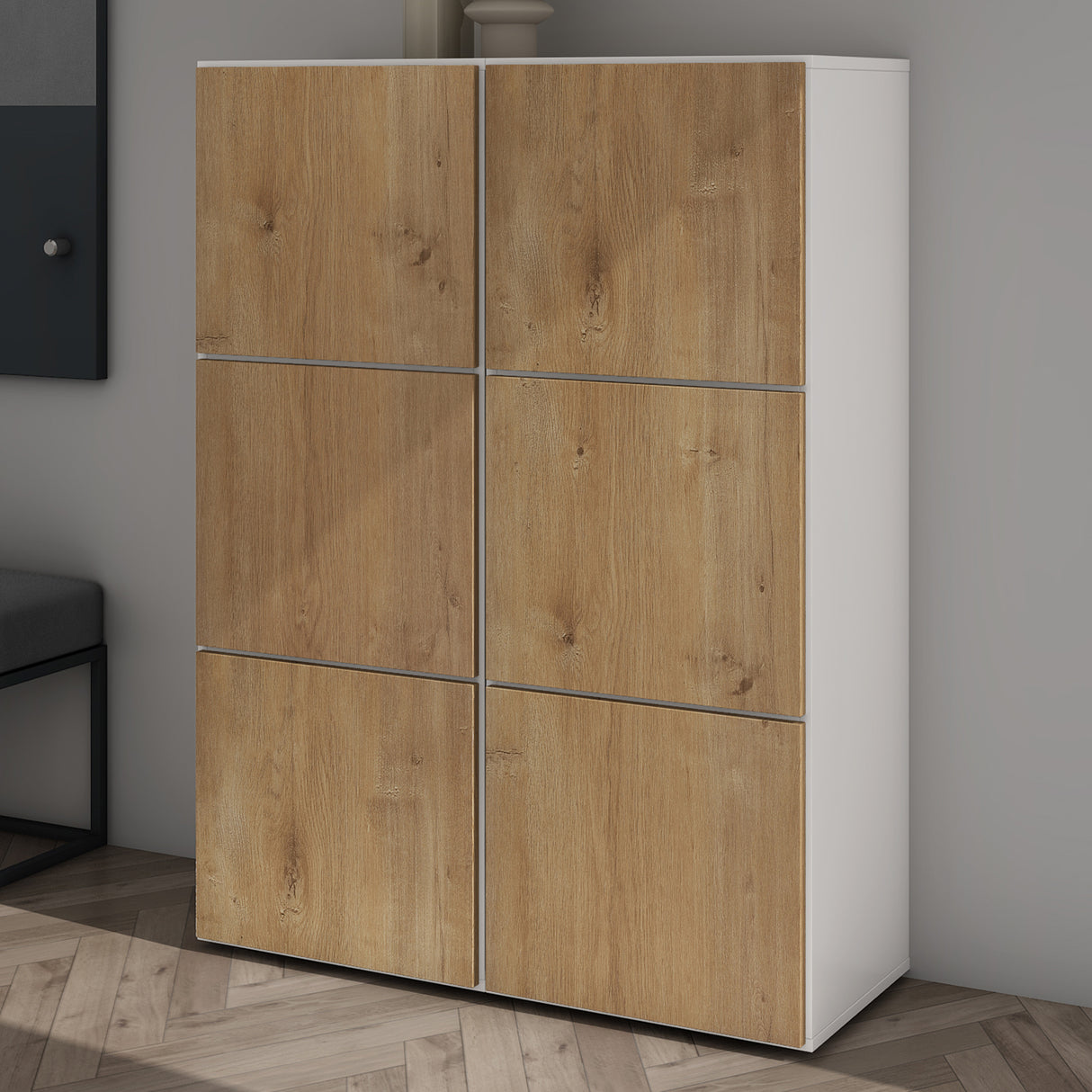 glasvilla Scarpiera Portascarpe 45x36x120cm, Porta Scarpe Armadio Scaffale Portascarpe 3 Ante per Ingresso Soggiorno, Camera da Letto Schuhschrank02