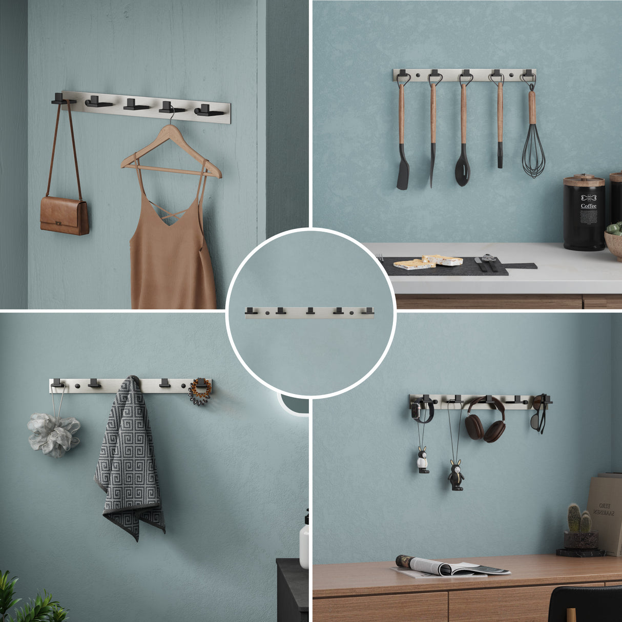 glasvilla ganchos de ropa perchero de pared ganchos de pared de acero inoxidable barra de percha ganchos de perchero Stalo-06+Stalo-07