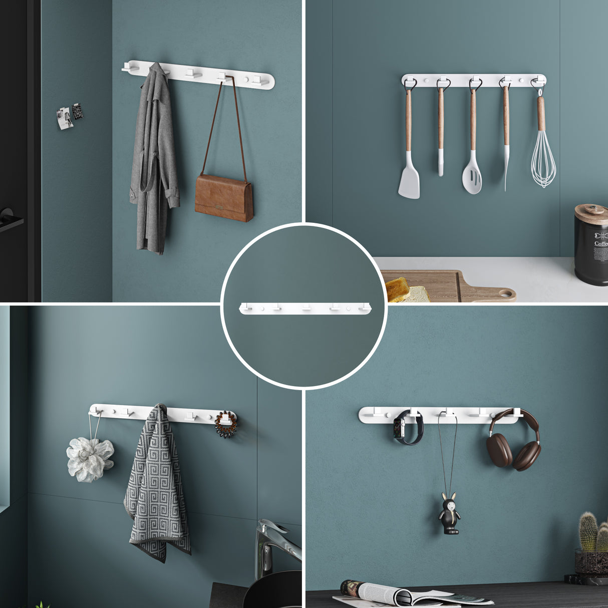 glasvilla Appendiabiti da Parete in Acciaio Inossidabile 304, Attaccapanni da Muro per Camera da Letto, Ingresso, Cucina, Stalo-08+Stalo-09